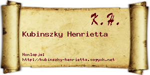 Kubinszky Henrietta névjegykártya