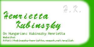 henrietta kubinszky business card